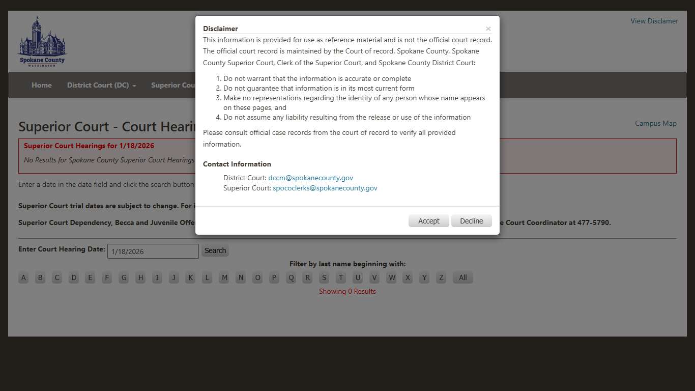 Spokane County Court Viewer