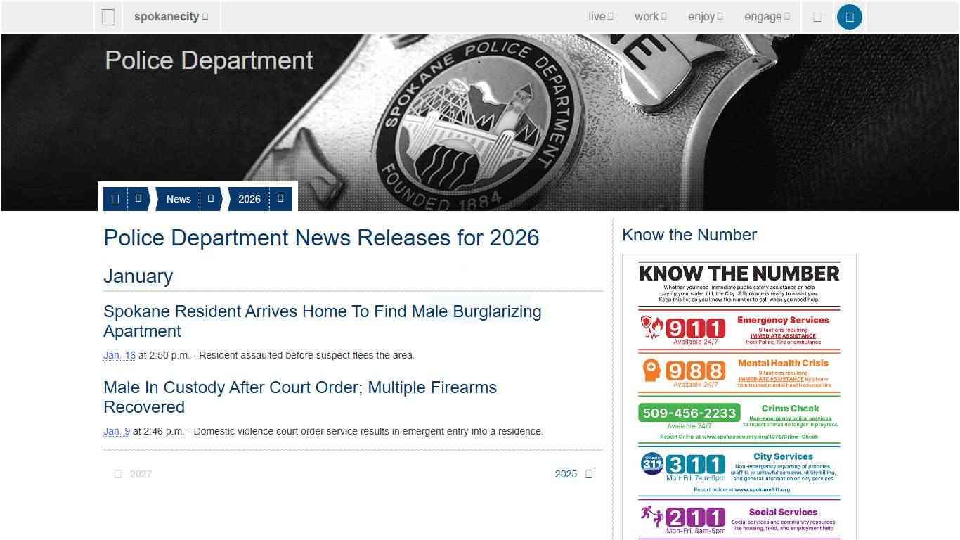 Police Department News Releases for 2026 - City of Spokane, Washington